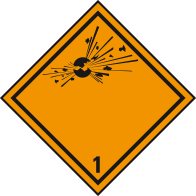 Výbušné Látky - Štítek nebezpečného zboží Třída 1 / 250 x 250 mm