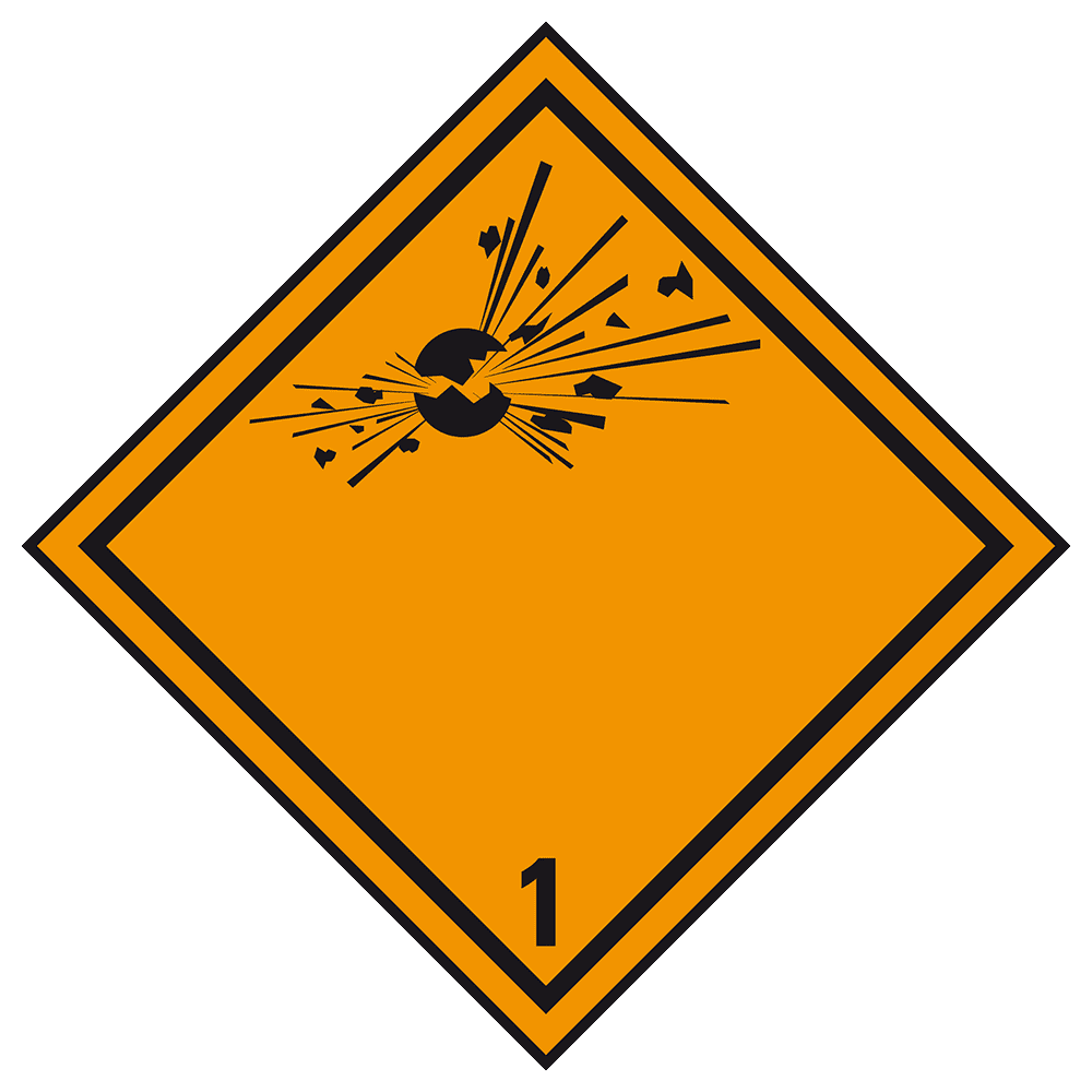 Explosive substances - Dangerous goods label Class 1 / 250 x 250 mm
