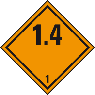 Výbušné Látky - Štítek nebezpečného zboží Třída 1.4 / 250 x 250 mm