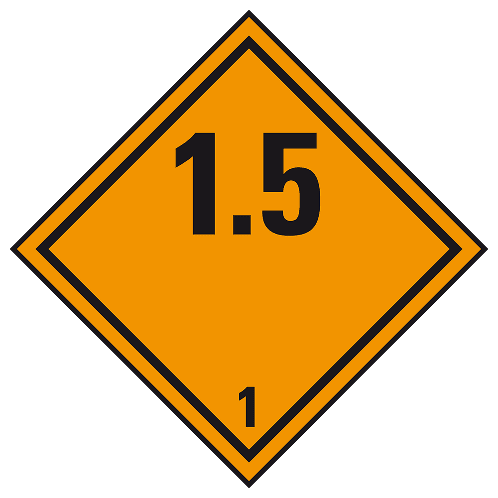 Explosive substances - Dangerous goods label Class 1.5 / 250 x 250 mm