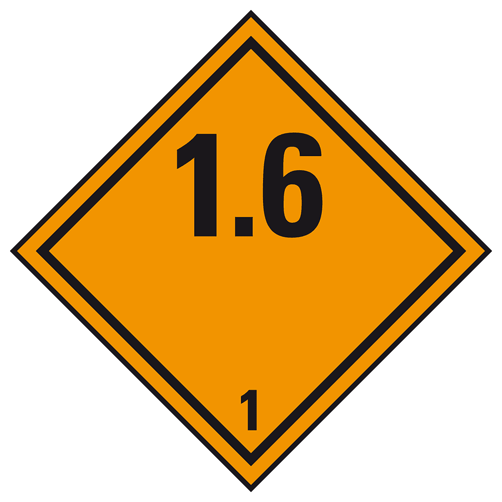 Explosive substances - Dangerous goods label Class 1.6 / 250 x 250 mm