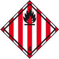 Hořlavé pevné Látky - Štítek nebezpečného zboží Třída 4.1 / 250 x 250 mm