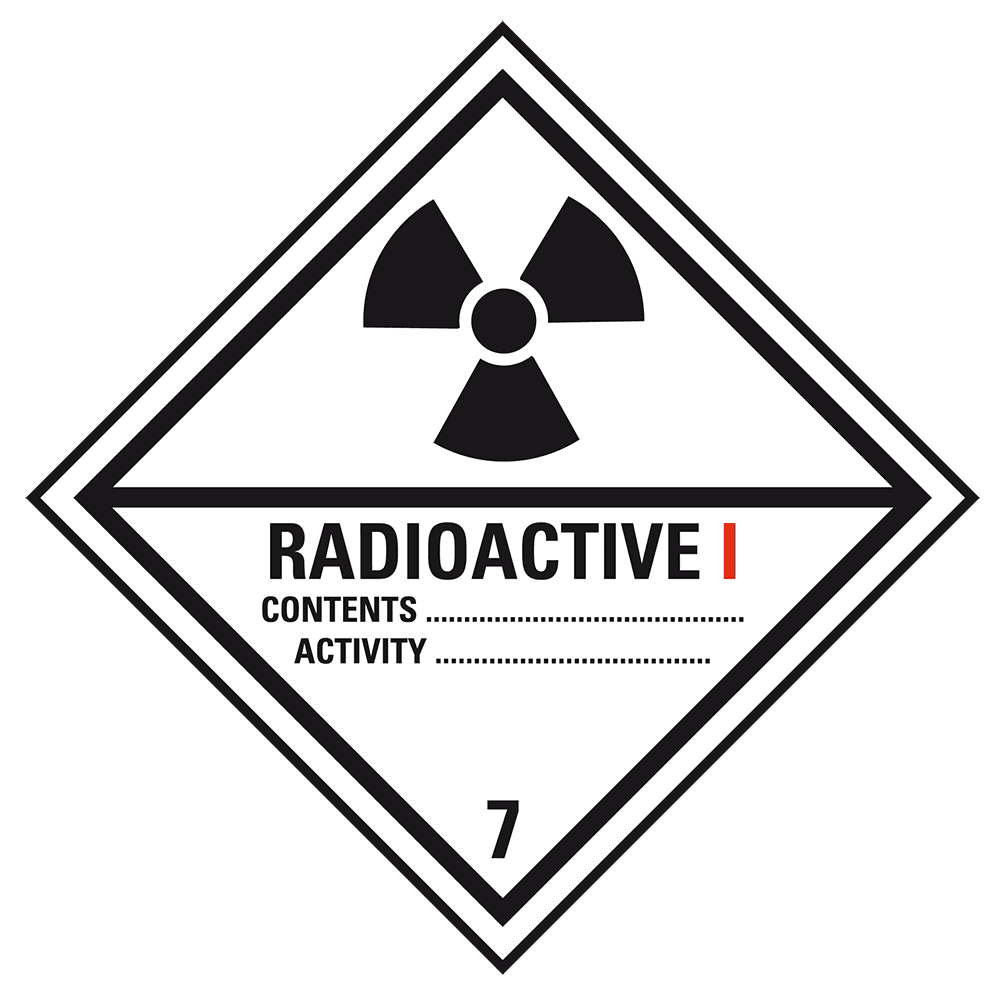 Radioaktivní I - Štítek nebezpečného zboží Třída 7A / 250 x 250 mm
