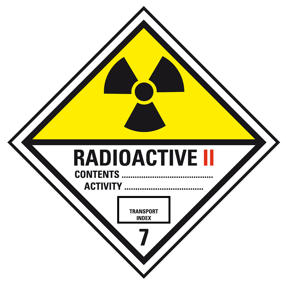 Radioactive substances Class 7B - Dangerous goods label Class 7 / 250 x 250 mm