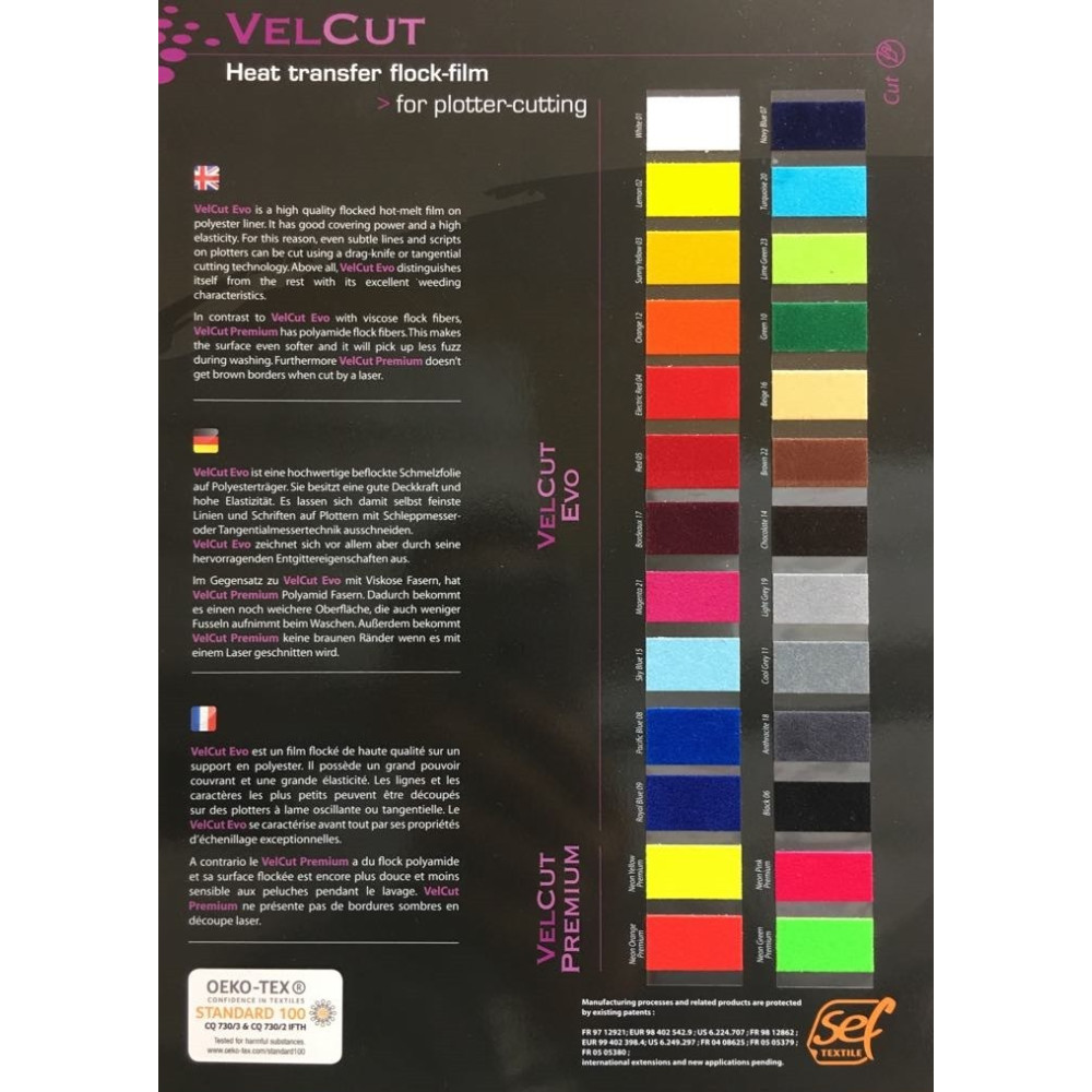 VC000 Sampler A4 Flock VelCut Evo Premium / SEF Textile