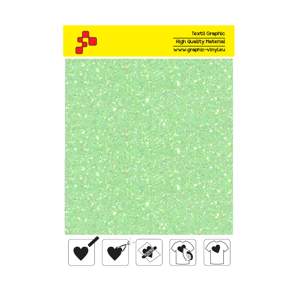 IDDFLUO50A Neon green Pearl Glitter (Sheet) thermal transfer film / iDigit